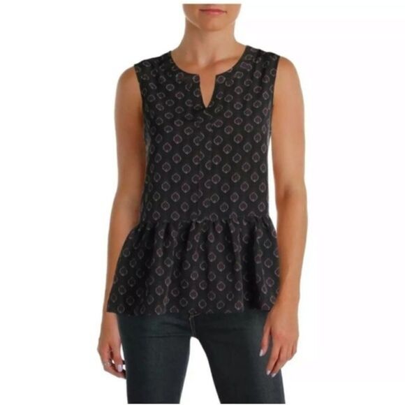 Cupcakes and Cashmere Peplum Style Top in Black and Purple Size S - Picture 1 of 7